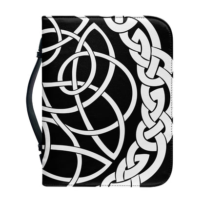 Black And White Celtic Knot Print Leather Bible Cover