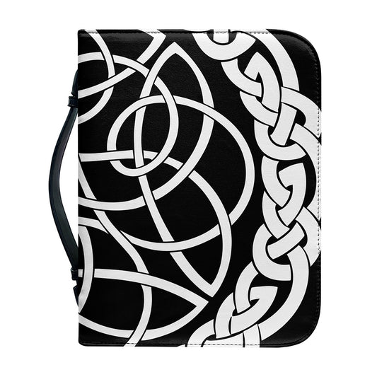 Black And White Celtic Knot Print Leather Bible Cover