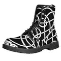 Black And White Celtic Knot Print Lace-Up Boots