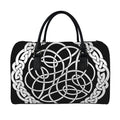 Black And White Celtic Knot Print Leather Duffel Bag