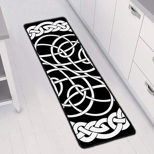 Black And White Celtic Knot Print Long Kitchen Mat
