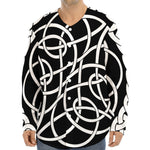 Black And White Celtic Knot Print Long Sleeve Baseball Jersey