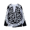 Black And White Celtic Knot Print Long Sleeve Short Coat