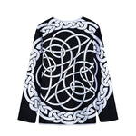 Black And White Celtic Knot Print Long Sleeve Short Coat