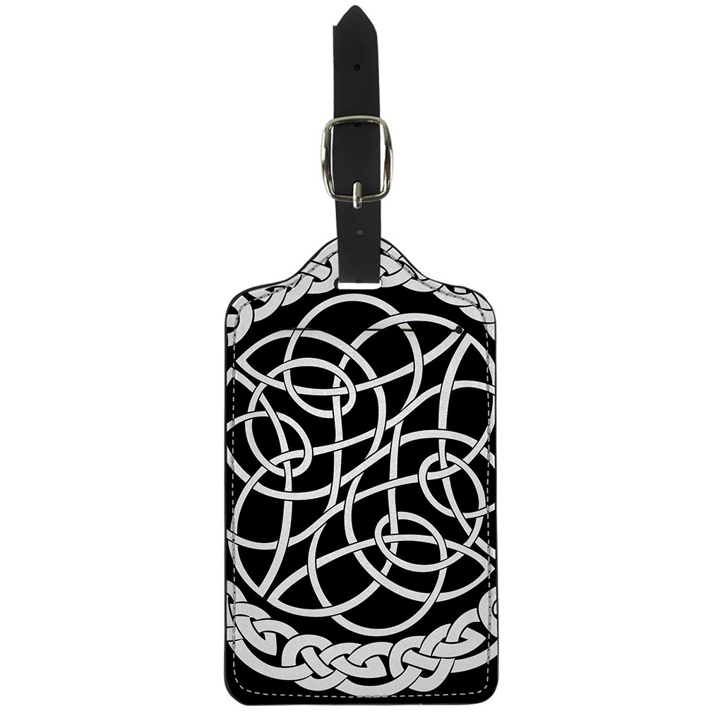 Black And White Celtic Knot Print Luggage Tag