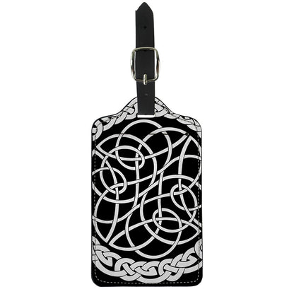 Black And White Celtic Knot Print Luggage Tag