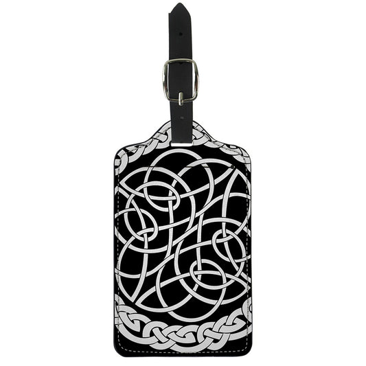 Black And White Celtic Knot Print Luggage Tag