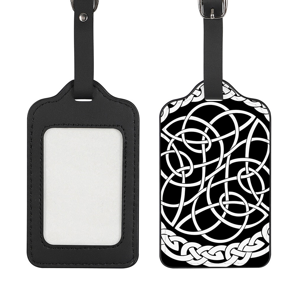 Black And White Celtic Knot Print Luggage Tag