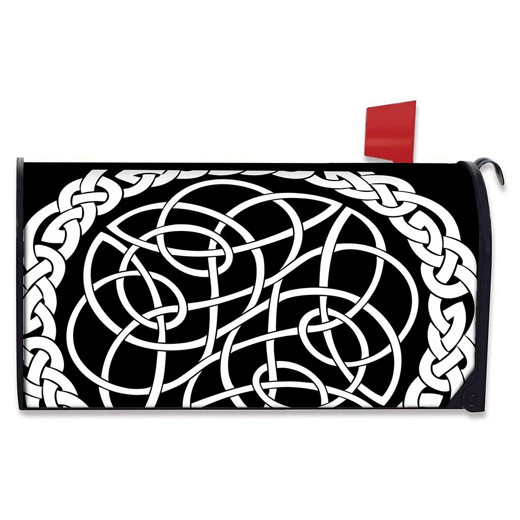 Black And White Celtic Knot Print Mailbox Cover