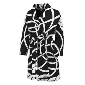 Black And White Celtic Knot Print Men's Bathrobe