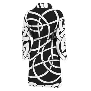 Black And White Celtic Knot Print Men's Bathrobe