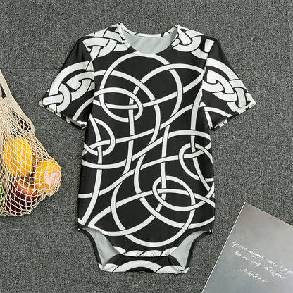 Black And White Celtic Knot Print Men's Bodysuit
