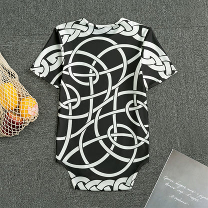 Black And White Celtic Knot Print Men's Bodysuit