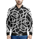 Black And White Celtic Knot Print Men's Bomber Jacket
