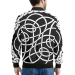 Black And White Celtic Knot Print Men's Bomber Jacket