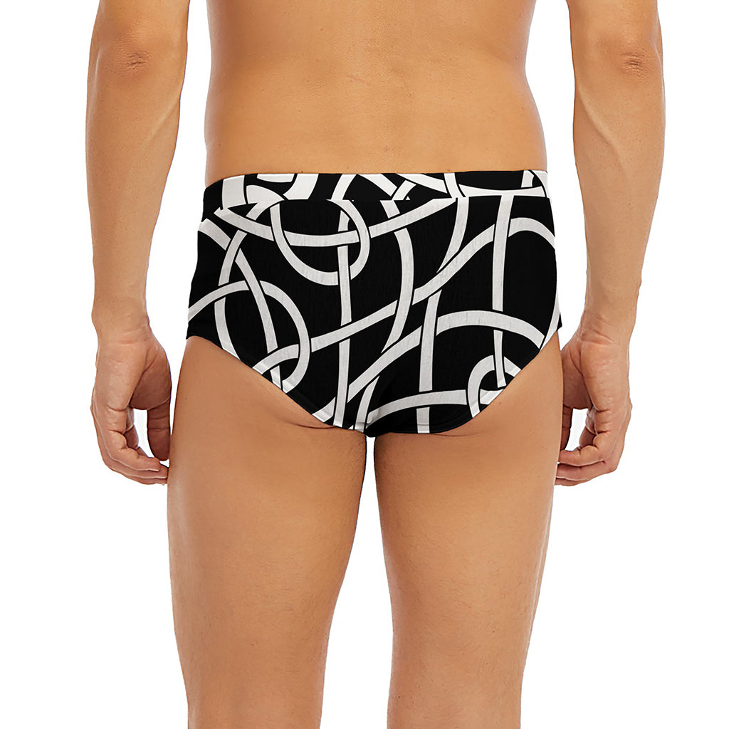 Black And White Celtic Knot Print Men's Briefs