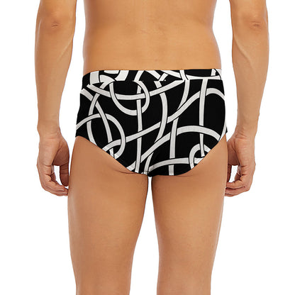 Black And White Celtic Knot Print Men's Briefs