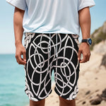 Black And White Celtic Knot Print Men's Cargo Shorts