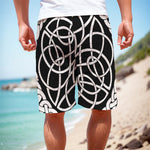 Black And White Celtic Knot Print Men's Cargo Shorts