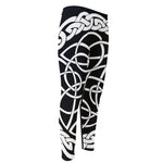 Black And White Celtic Knot Print Men's Compression Pants