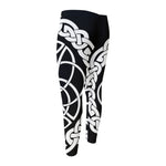 Black And White Celtic Knot Print Men's Compression Pants