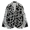 Black And White Celtic Knot Print Men's Cotton Blazer