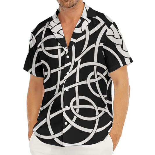 Black And White Celtic Knot Print Men's Deep V-Neck Shirt