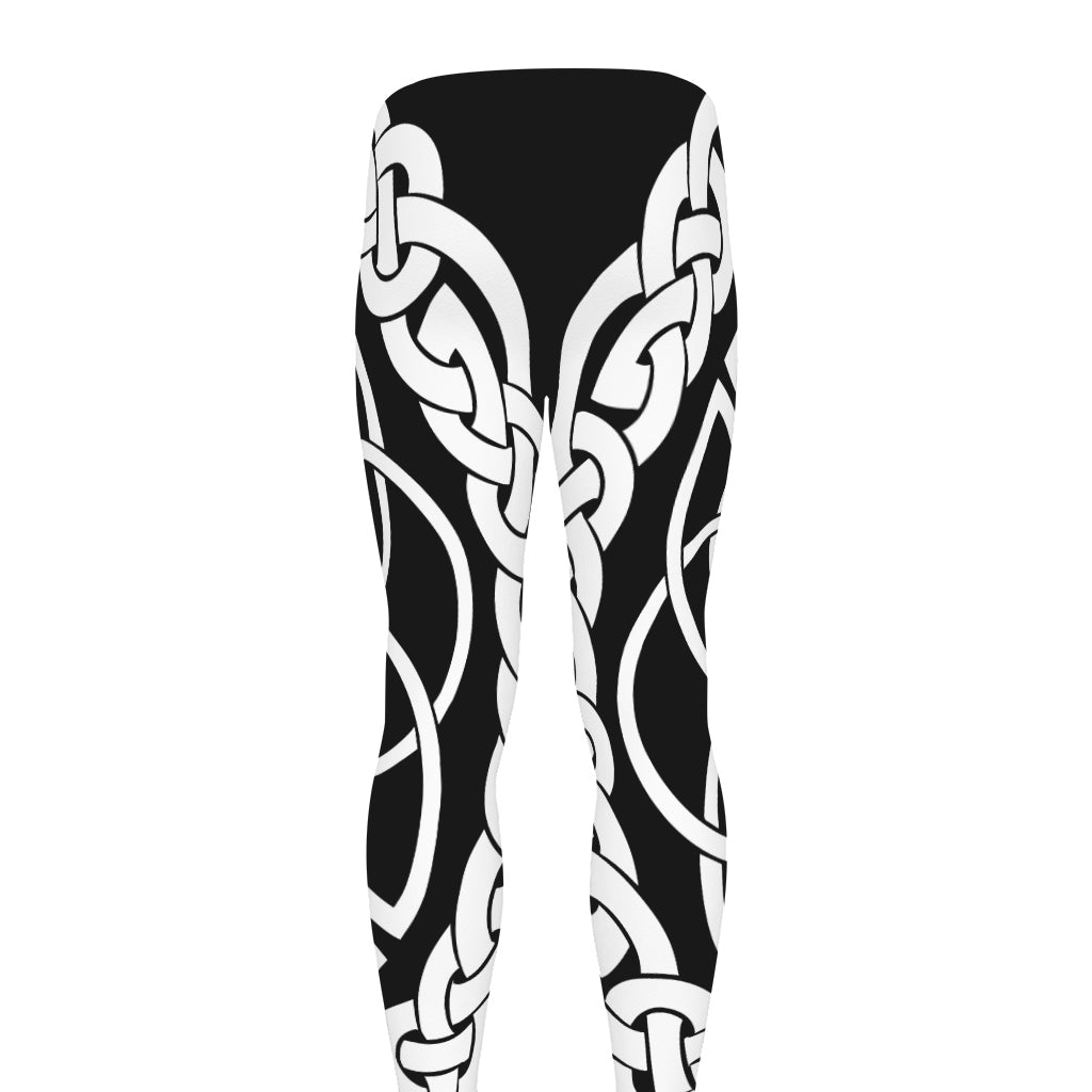Black And White Celtic Knot Print Men's leggings