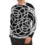 Black And White Celtic Knot Print Men's Long Sleeve Rash Guard