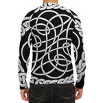 Black And White Celtic Knot Print Men's Long Sleeve Rash Guard