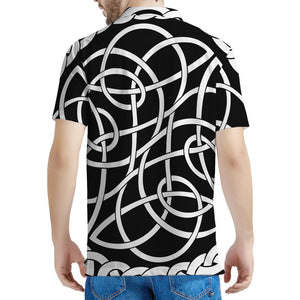 Black And White Celtic Knot Print Men's Polo Shirt