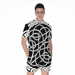 Black And White Celtic Knot Print Men's Rompers