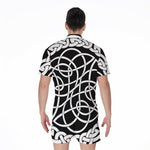 Black And White Celtic Knot Print Men's Rompers