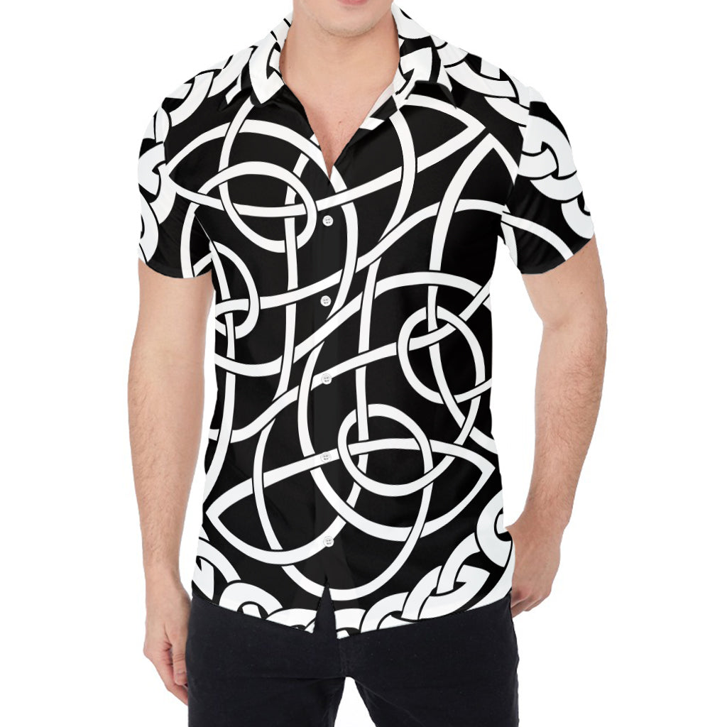 Black And White Celtic Knot Print Men's Shirt