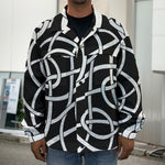 Black And White Celtic Knot Print Men's Shirt Jacket