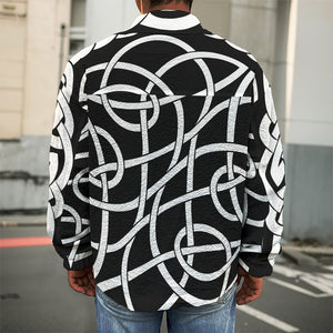 Black And White Celtic Knot Print Men's Shirt Jacket