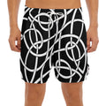 Black And White Celtic Knot Print Men's Split Running Shorts