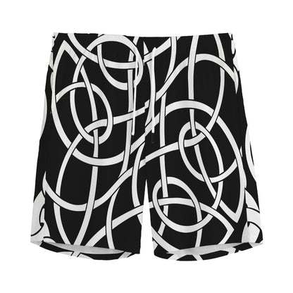 Black And White Celtic Knot Print Men's Sports Shorts