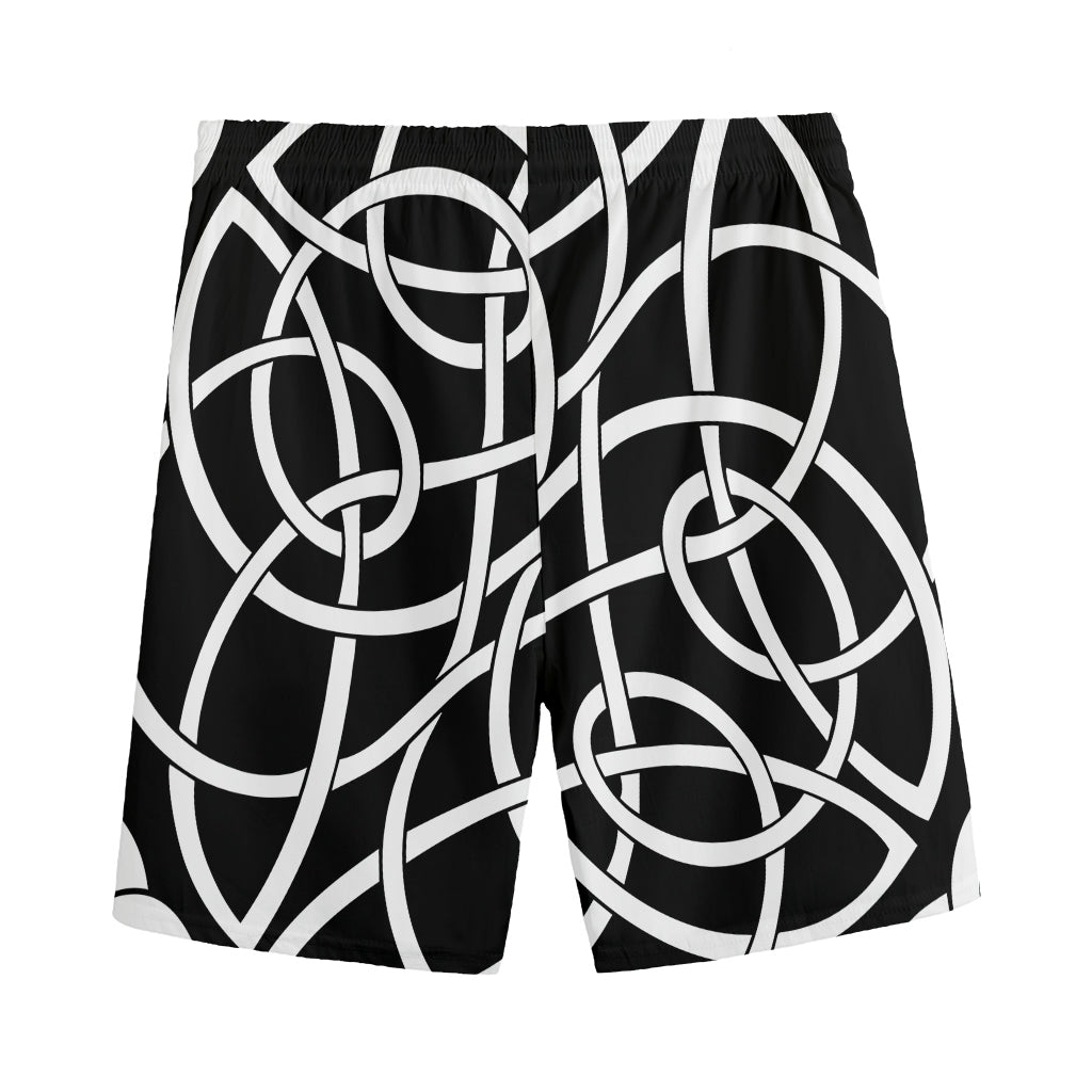 Black And White Celtic Knot Print Men's Sports Shorts