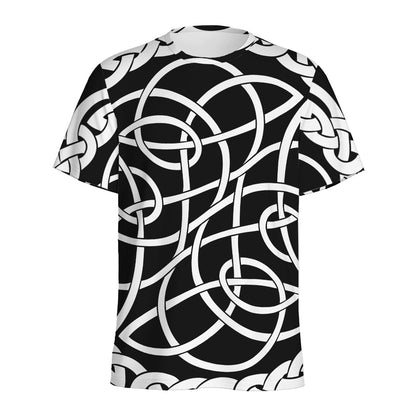 Black And White Celtic Knot Print Men's Sports T-Shirt