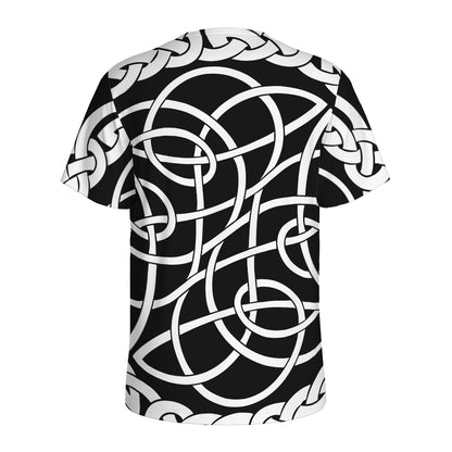 Black And White Celtic Knot Print Men's Sports T-Shirt