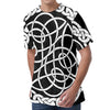 Black And White Celtic Knot Print Men's Velvet T-Shirt