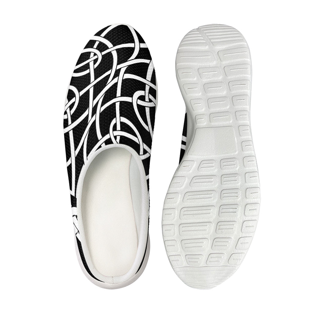 Black And White Celtic Knot Print Mesh Casual Shoes