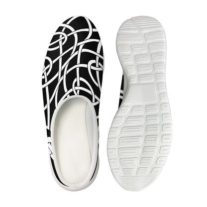 Black And White Celtic Knot Print Mesh Casual Shoes