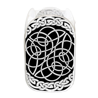 Black And White Celtic Knot Print Mesh Laundry Hamper