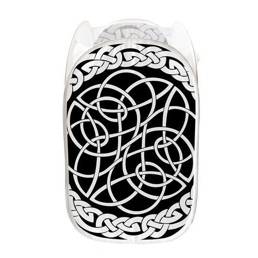 Black And White Celtic Knot Print Mesh Laundry Hamper