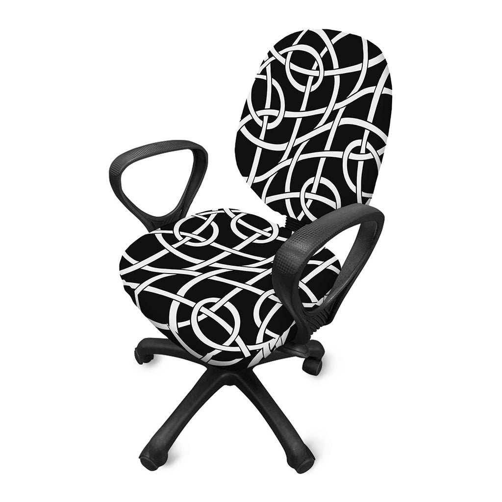 Black And White Celtic Knot Print Office Chair Cover