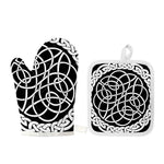 Black And White Celtic Knot Print Oven Mitt And Pot Holder Set