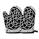 Black And White Celtic Knot Print Oven Mitts