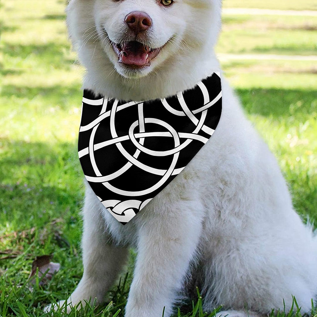 Black And White Celtic Knot Print Over The Collar Dog Bandana